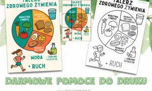 Talerz zdrowego żywienia dla dzieci: warzywa, owoce, produkty zbożowe, białko, woda, ruch. Jak uniknąć błędów w jadłospisie przedszkole.
