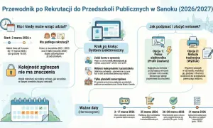 Jak sprawdzić czy dziecko dostało się do przedszkola? Harmonogram rekrutacji 2026/2027 w Sanoku: od 3 do 17 marca składanie wniosków, 25 marca publikacja list, 26-30 marca potwierdzenie, 31 marca ogłoszenie wyników.