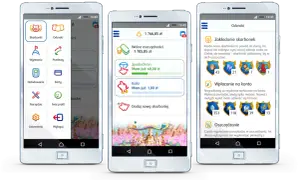 Aplikacja PKO Junior. Na pierwszym ekranie widać menu, gdzie można wybrać "Przelewy". To pierwszy krok, by dowiedzieć się, jak włączyć przelewy w PKO Junior.