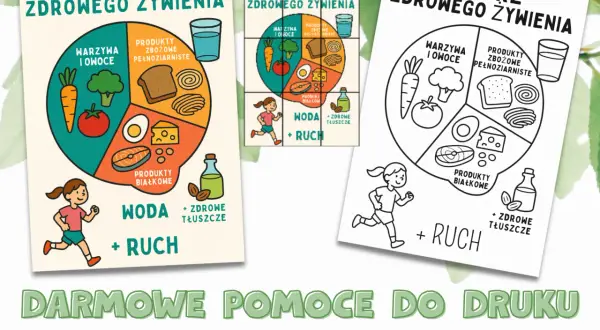 Talerz zdrowego żywienia dla dzieci: warzywa, owoce, produkty zbożowe, białko, woda, ruch. Jak uniknąć błędów w jadłospisie przedszkole.