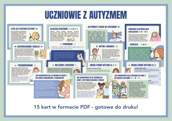 Subwencja na dziecko z autyzmem nie jest tu opisana, ale karty informują o spektrum autyzmu, jego mocnych stronach i sposobach wsparcia.
